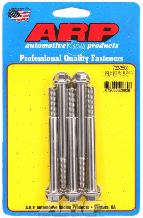 "5/16""-24 x 3.500 hex SS bolts" (5pcs)