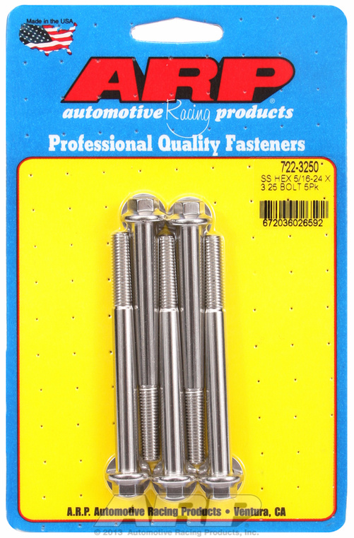 "5/16""-24 x 3.250 hex SS bolts" (5pcs)