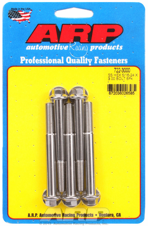 "5/16""-24 x 3.000 hex SS bolts" (5pcs)