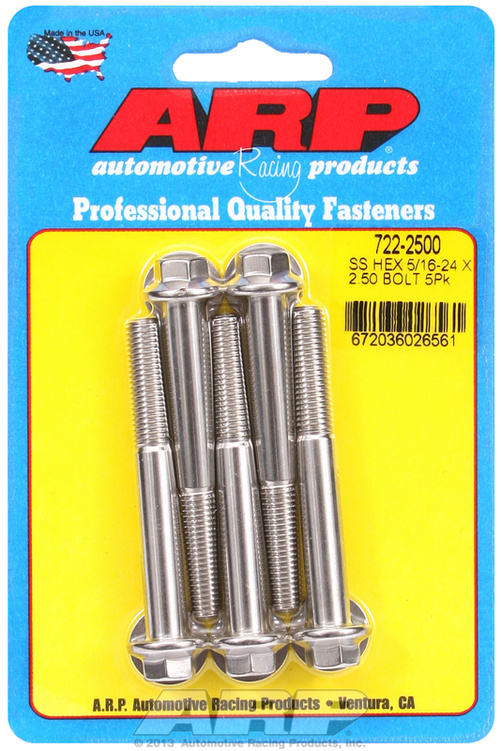 "5/16""-24 x 2.500 hex SS bolts" (5pcs)