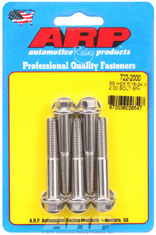 "5/16""-24 x 2.000 hex SS bolts" (5pcs)