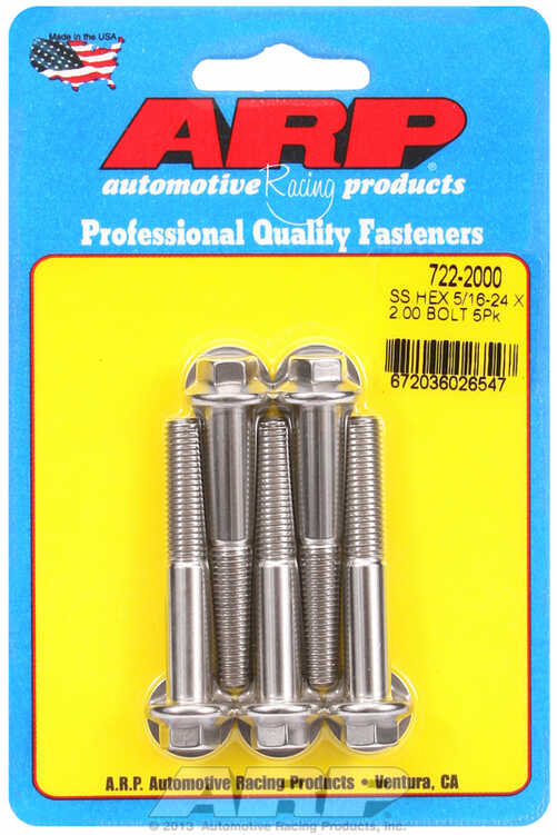 "5/16""-24 x 2.000 hex SS bolts" (5pcs)