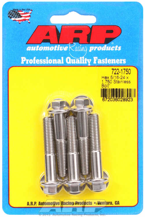 "5/16""-24 x 1.750 hex SS bolts" (5pcs)