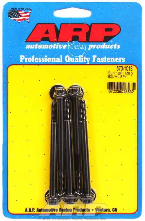 M6 x 1.00 x 80 12pt black oxide bolts (5pcs)