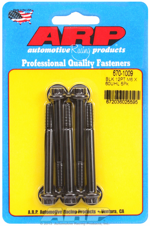 M6 x 1.00 x 60  12pt black oxide bolts (5pcs)