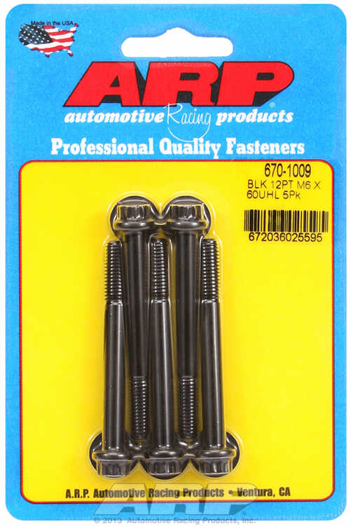 M6 x 1.00 x 60  12pt black oxide bolts (5pcs)
