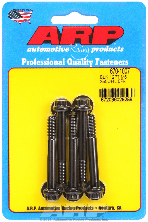 M6 x 1.00 x 50 12pt black oxide bolts (5pcs)