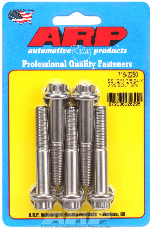 "3/8""-24 x 2.250 12pt 7/16 wrenching SS bolts" (5pcs)