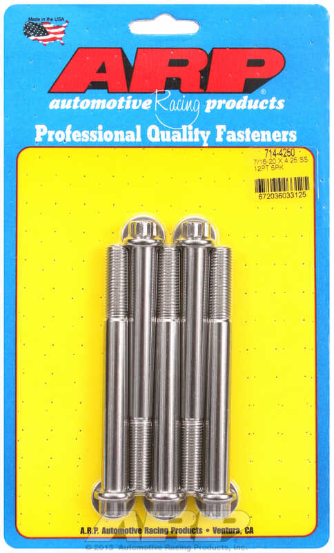 "7/16""-20 x 4.250 12pt SS bolts" (5pcs)