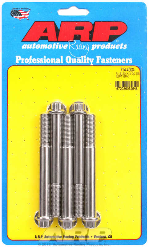 "7/16""-20 x 4.000 12pt SS bolts" (5pcs)
