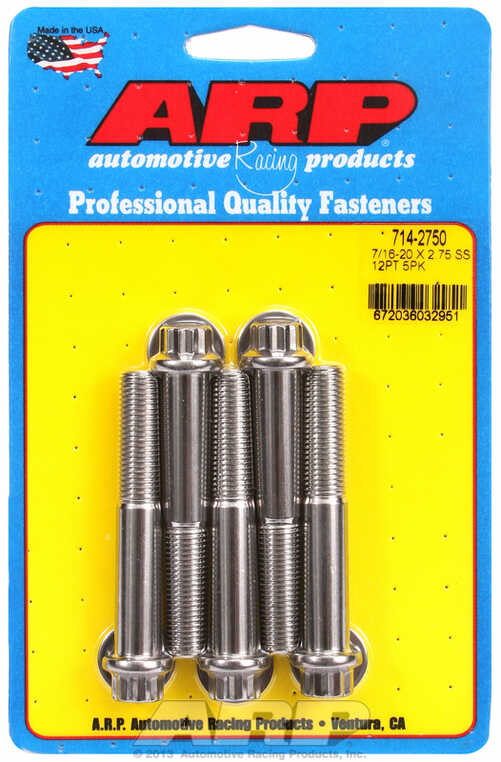 "7/16""-20 x 2.750 12pt SS bolts" (5pcs)