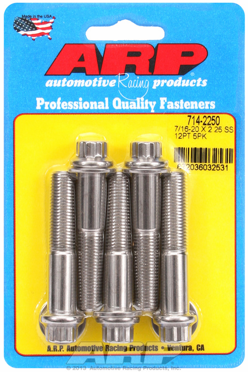 "7/16""-20 x 2.250 12pt SS bolts" (5pcs)