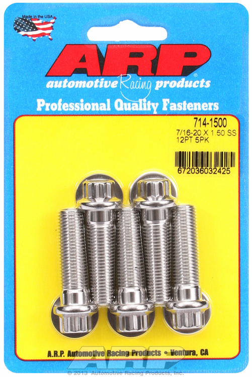 "7/16""-20 x 1.500 12pt SS bolts" (5pcs)