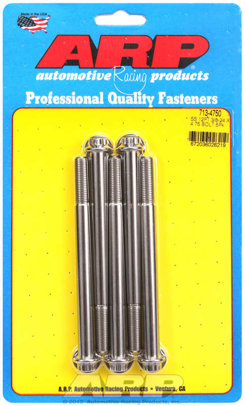"3/8""-24 x 4.750 12pt SS bolts" (5pcs)