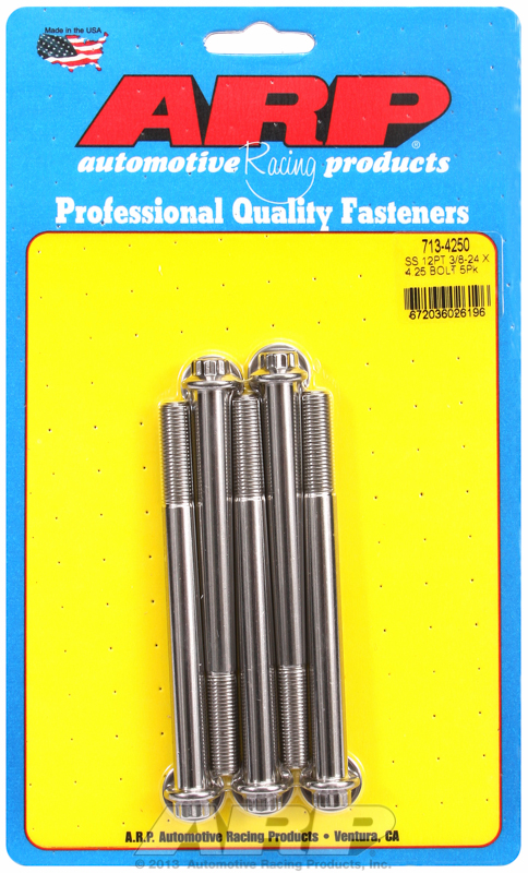 "3/8""-24 x 4.250 12pt SS bolts" (5pcs)