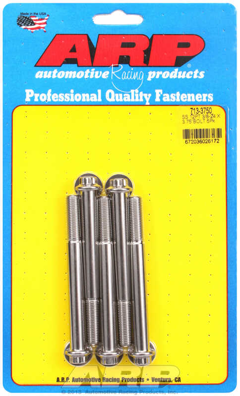 "3/8""-24 x 3.750 12pt SS bolts" (5pcs)