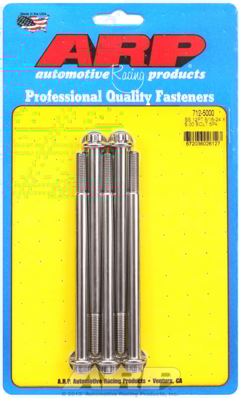 "5/16""-24 x 5.000 12pt SS bolts" (5pcs)