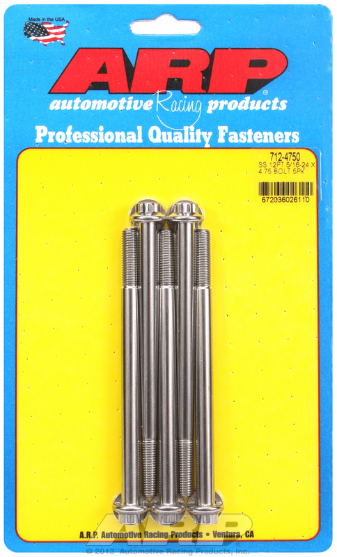 "5/16""-24 x 4.750 12pt SS bolts" (5pcs)