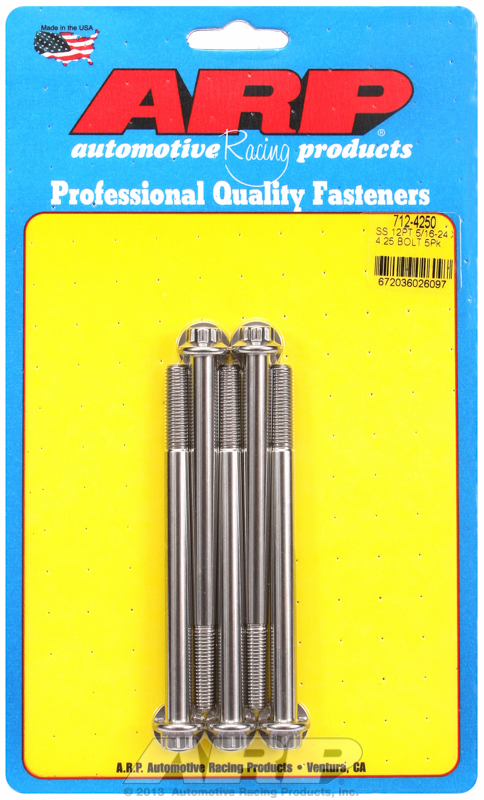 "5/16""-24 x 4.250 12pt SS bolts" (5pcs)