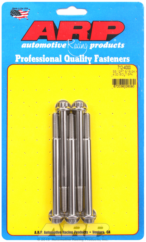 "5/16""-24 x 4.000 12pt SS bolts" (5pcs)