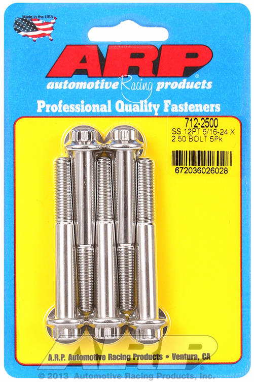 "5/16""-24 x 2.500 12pt SS bolts" (5pcs)