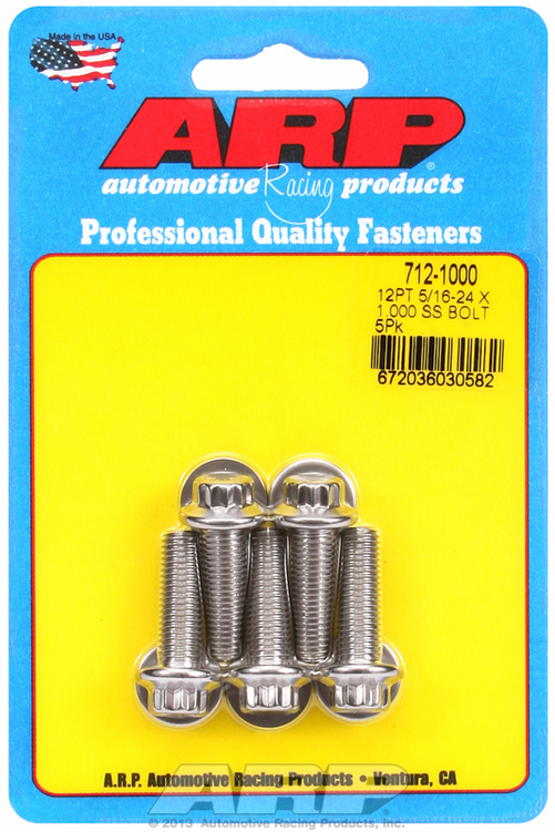 "5/16""-24 x 1.000 12pt SS bolts" (5pcs)