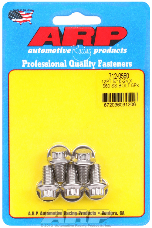 "5/16""-24 x  .560 12pt SS bolts" (5pcs)