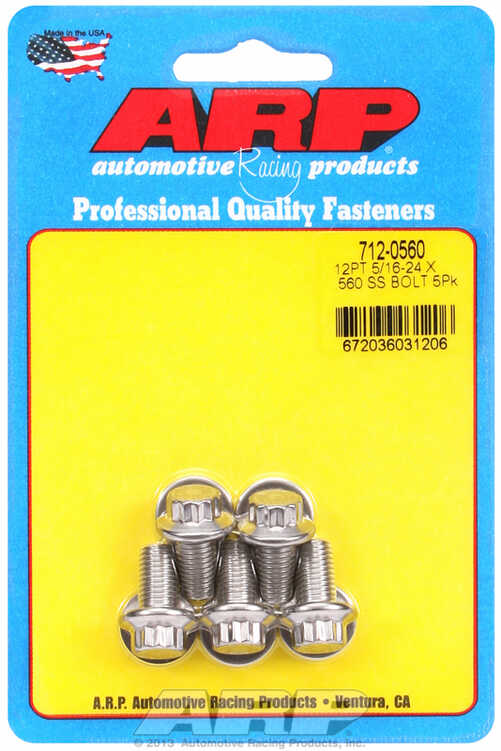 "5/16""-24 x  .560 12pt SS bolts" (5pcs)