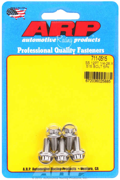 "1/4""-28 x .515 12pt SS bolts" (5pcs)