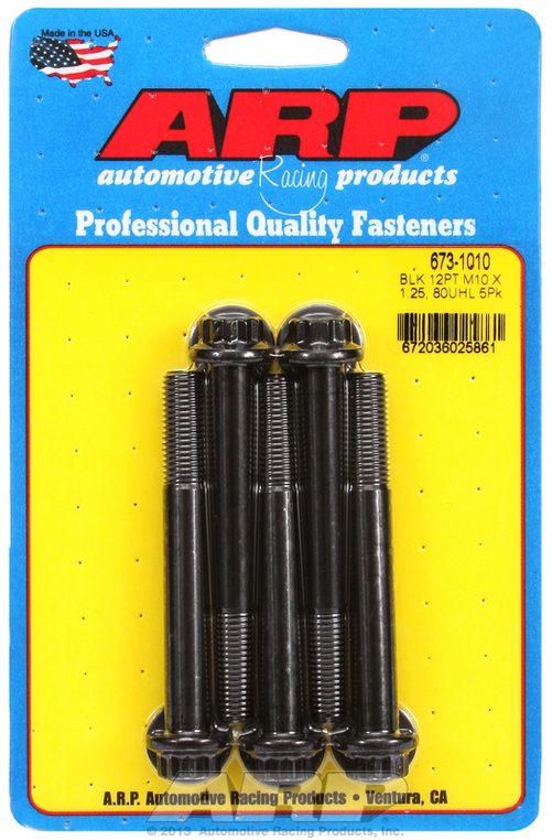 M10 x 1.25 x 80 12pt black oxide bolts (5pcs)
