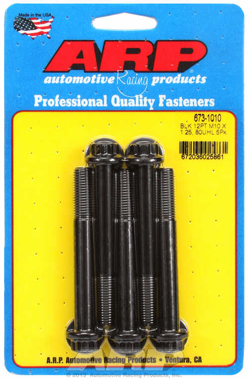 M10 x 1.25 x 80 12pt black oxide bolts (5pcs)