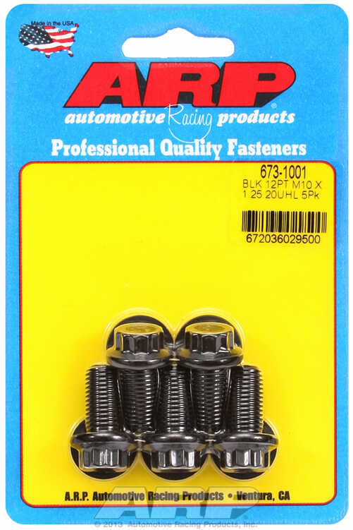 M10 x 1.25 x 20 12pt black oxide bolts (5pcs)