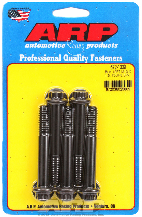 M10 x 1.50 x 70 12pt black oxide bolts (5pcs)