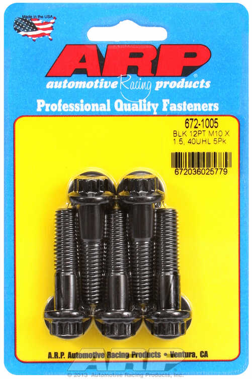 M10 x 1.50 x 40 12pt black oxide bolts (5pcs)