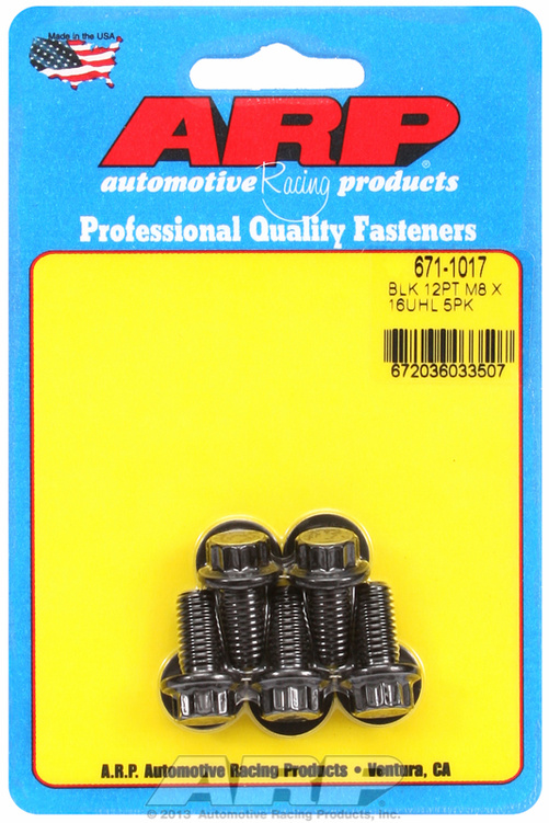 M8 x 1.25 x 16 12pt black oxide bolts (5pcs)