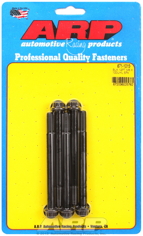 M8 x 1.25 x 100 12pt black oxide bolts (5pcs)