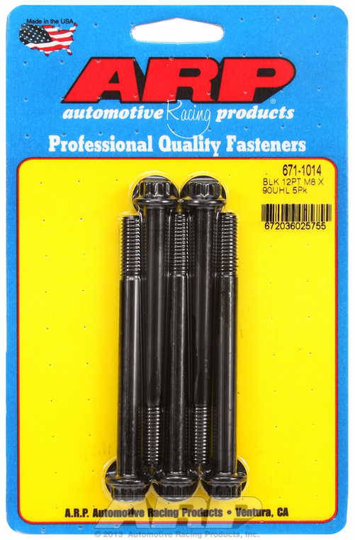 M8 x 1.25 x 90  12pt black oxide bolts (5pcs)