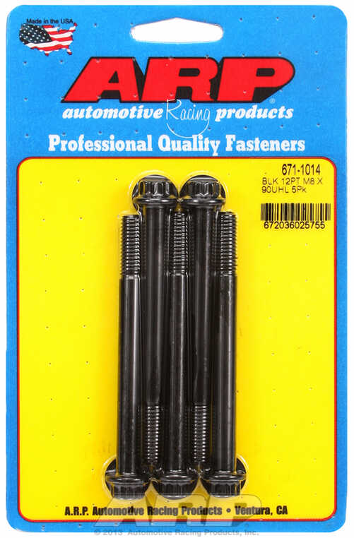 M8 x 1.25 x 90  12pt black oxide bolts (5pcs)