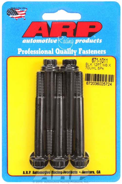 M8 x 1.25 x 70 12pt black oxide bolts (5pcs)