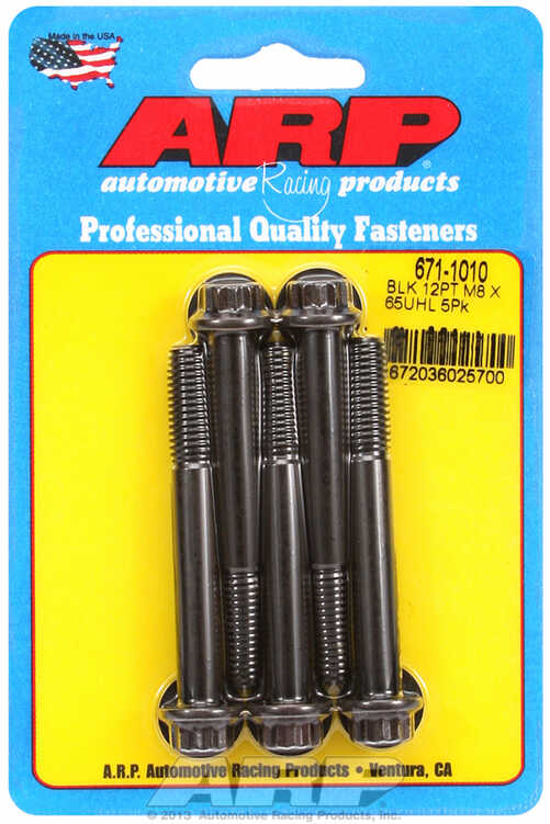 M8 x 1.25 x 65 12pt black oxide bolts (5pcs)