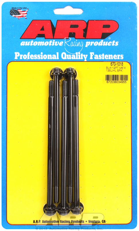 M6 x 1.00 x 135 12pt black oxide bolts (5pcs)
