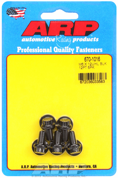 M6 x 1.00 x 12  12pt black oxide bolts (5pcs)