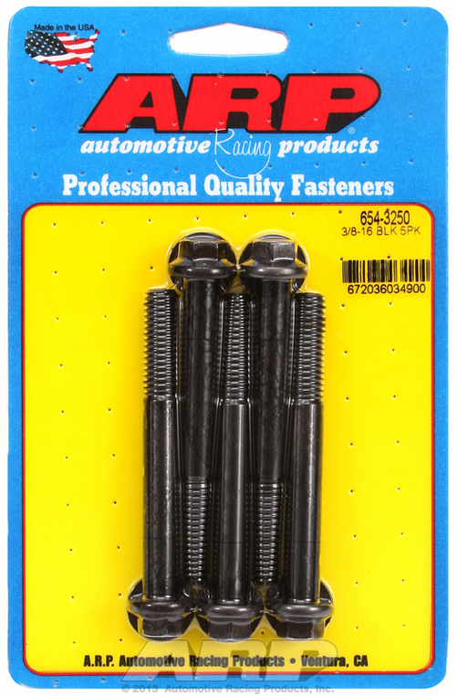 "3/8""-16 x 3.250 hex 7/16 wrenching black oxide bolts"(5pcs