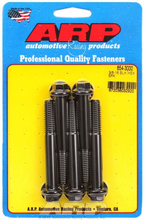 "3/8""-16 x 3.000 hex 7/16 wrenching black oxide bolts"(5pcs
