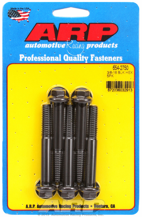 "3/8""-16 x 2.750 hex 7/16 wrenching black oxide bolts"(5pcs