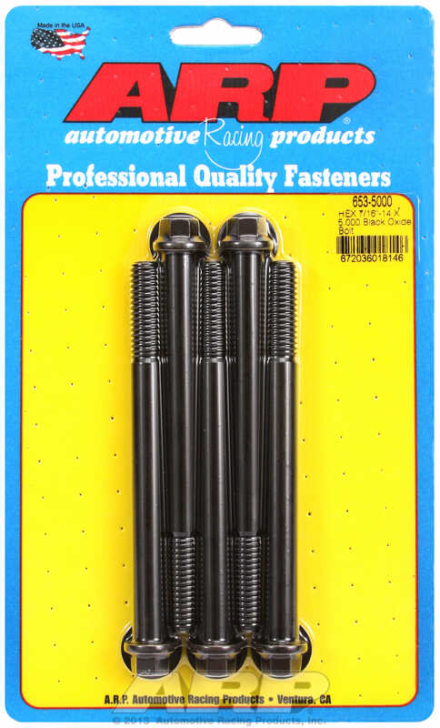 "7/16""-14 X 5.000 hex black oxide bolts" (5pcs)