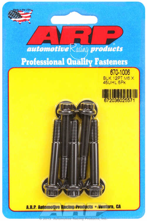 M6 x 1.00 x 45 12pt black oxide bolts (5pcs)