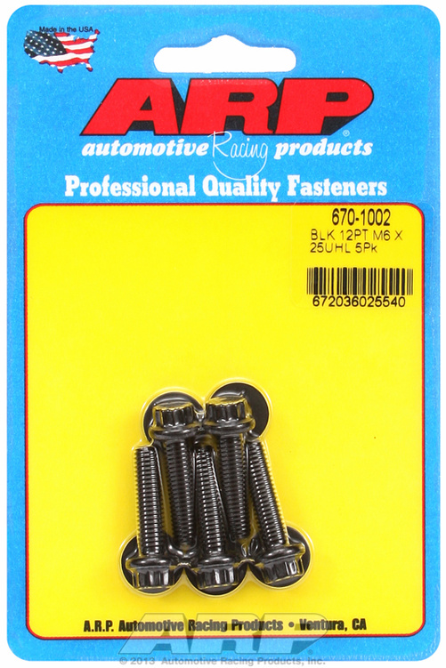 M6 x 1.00 x 25 12pt black oxide bolts (5pcs)