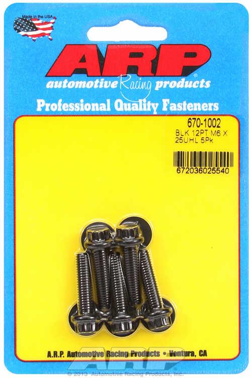 M6 x 1.00 x 25 12pt black oxide bolts (5pcs)