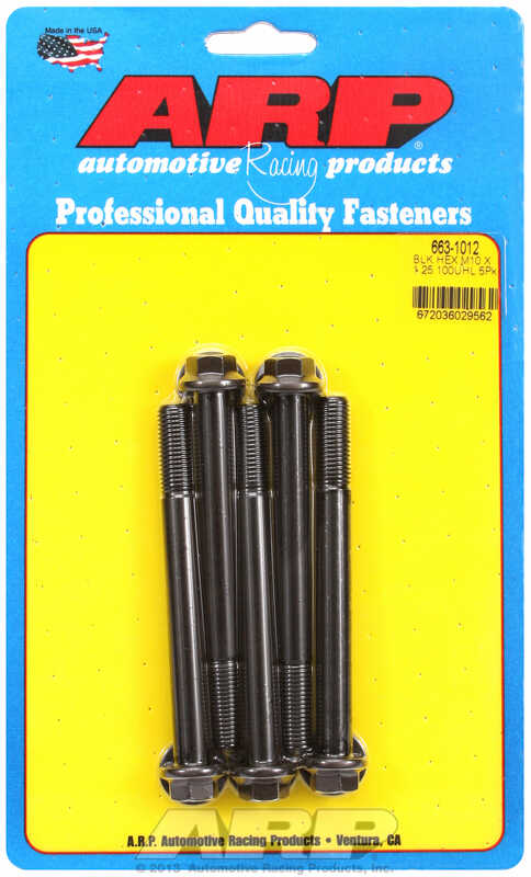 M10 x 1.25 x 100 hex black oxide bolts (5pcs)